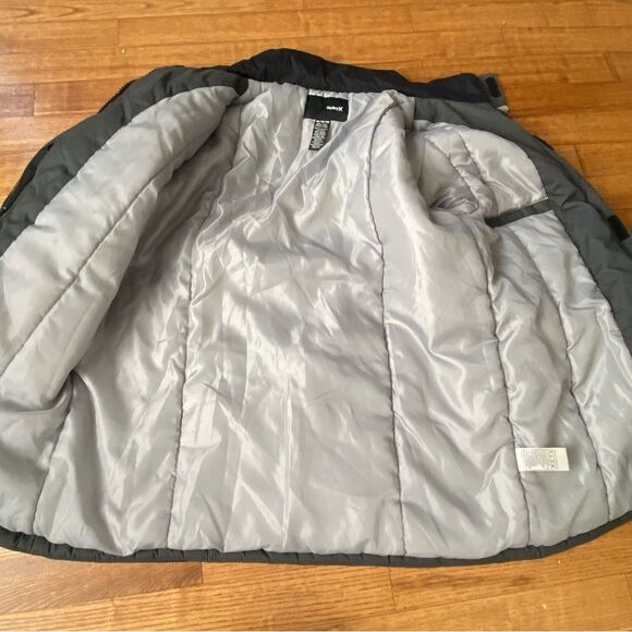 Hurley Kids Boys M Gray Black Ski Puffer Jacket collared winter kidcore gorpcore - Picture 12 of 12